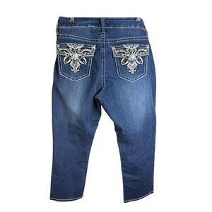 ND‎ Weekend Capri Jeans Womens 10 Stretch Embellished Embroidered Back Pockets
